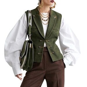 Vtg 80s 90s pure wool laden green tyrol alpinecore fitted waistcoat vest EU 36